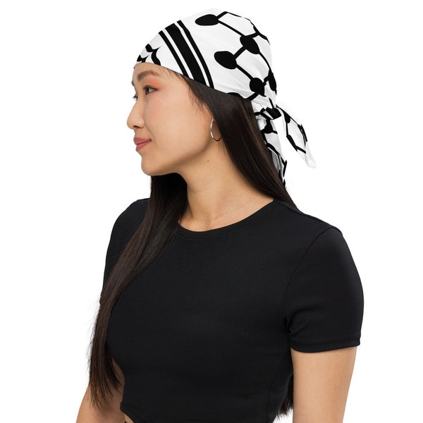 Bandeau ou brassard inspiré du keffieh en noir et blanc S M & L pour la solidarité avec Gaza et la Palestine Soutenez la paix maintenant Salam.