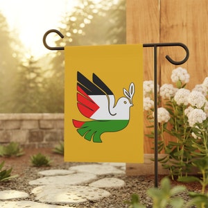 Palestine Dove of Peace Flag Yellow Double Sided Banner Gaza Lawn Sign Activist Home Solidarity Pro Palestine Yard Flag Poly Poplin Canvas