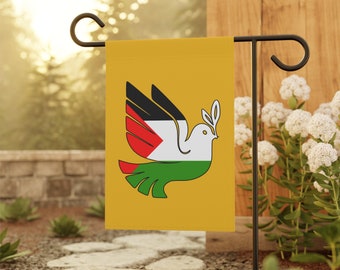Palestine Dove of Peace Flag: Yellow Double Sided Poly Poplin Activist Banner
