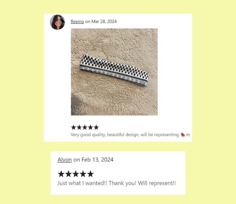 Customer reviews of keffiyeh-inspired headband