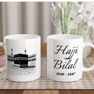Personalized Hajj Mug: Kaaba Design, Custom Name Islamic Gift