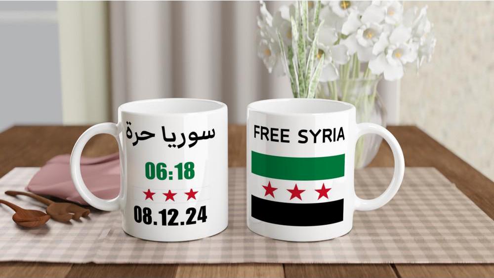 New Syrian Flag Mug Free Syria English Arabic Cup Independence Date & Time Liberated Syria Kitchen Birthday Present Mom Eid Gift for Friend