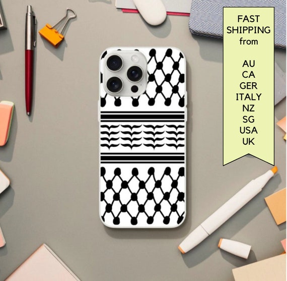 Palestinian Keffiyeh iPhone Case: Black & White Fex Mobile Cover