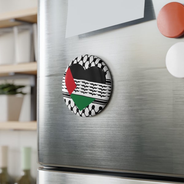 Palestine Heart Magnet Flag Colors Keffiyeh Black & White Fridge Magnet 10-Pack Available Support Peace Now Gaza Ceasefire Solidarity Salam