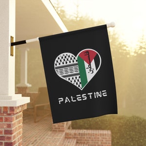 Palestine Heart Flag Pro Gaza Yard Banner Activist Keffiyeh Home Decor Solidarity Lawn Sign Peace March Flag Ceasefire Vigil Sign English