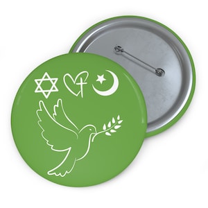 Palestine Peace Button Pin Badge Green Peace for Those Who Stand Against War in Gaza Palestine and Beyond Protect the Holy Lands No War
