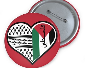 Palestine Heart Button Pin Badge for Those Who Stand with Palestine Gaza & Palestinians Protect the Holy Land Peace