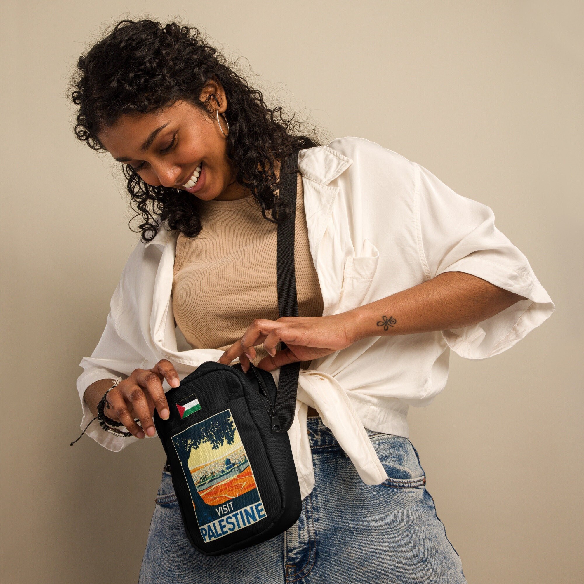 VISIT PALESTINE Crossbody Bag Vintage Poster Flag Shoulder Bag 2 