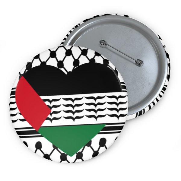 Palestinian Keffiyeh Heart Peace Button Pin Badge for Solidarity with Gaza & Palestine Peace March Badge 786 End War Protest Pin Salam