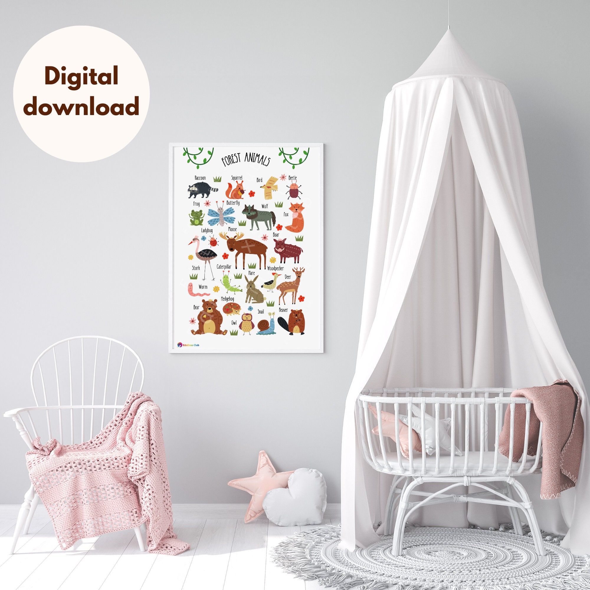 Forest Animal Poster Digital Print Perfect for a Child's Nursery or ...