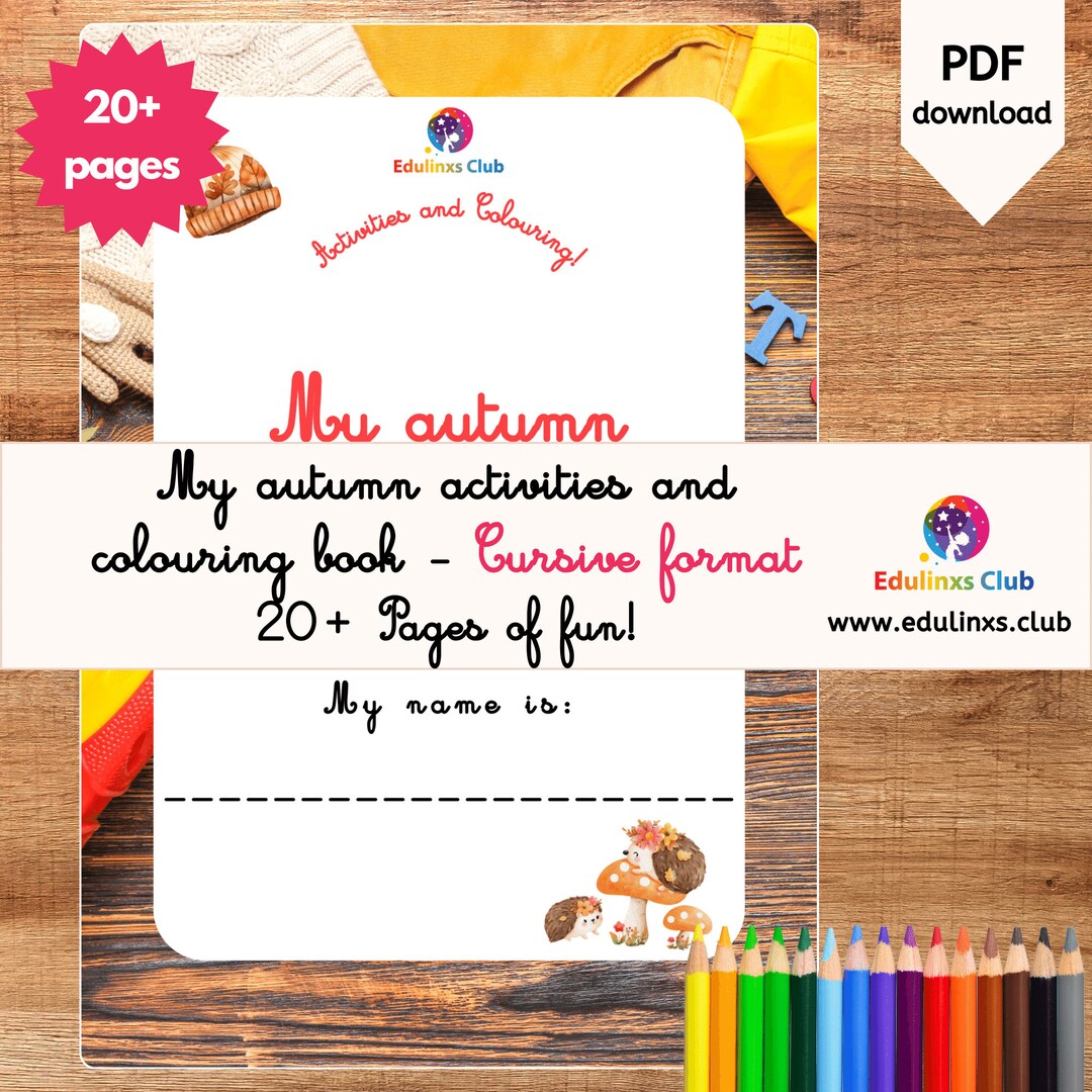 Cursive Format - Autumn Colouring and Activity Book for Kids, Dot-to ...