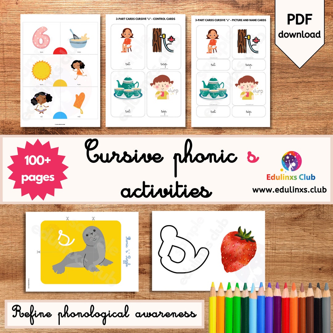 Cursive Phonics Printable Activities, Montessori Tracing (PDF Download ...