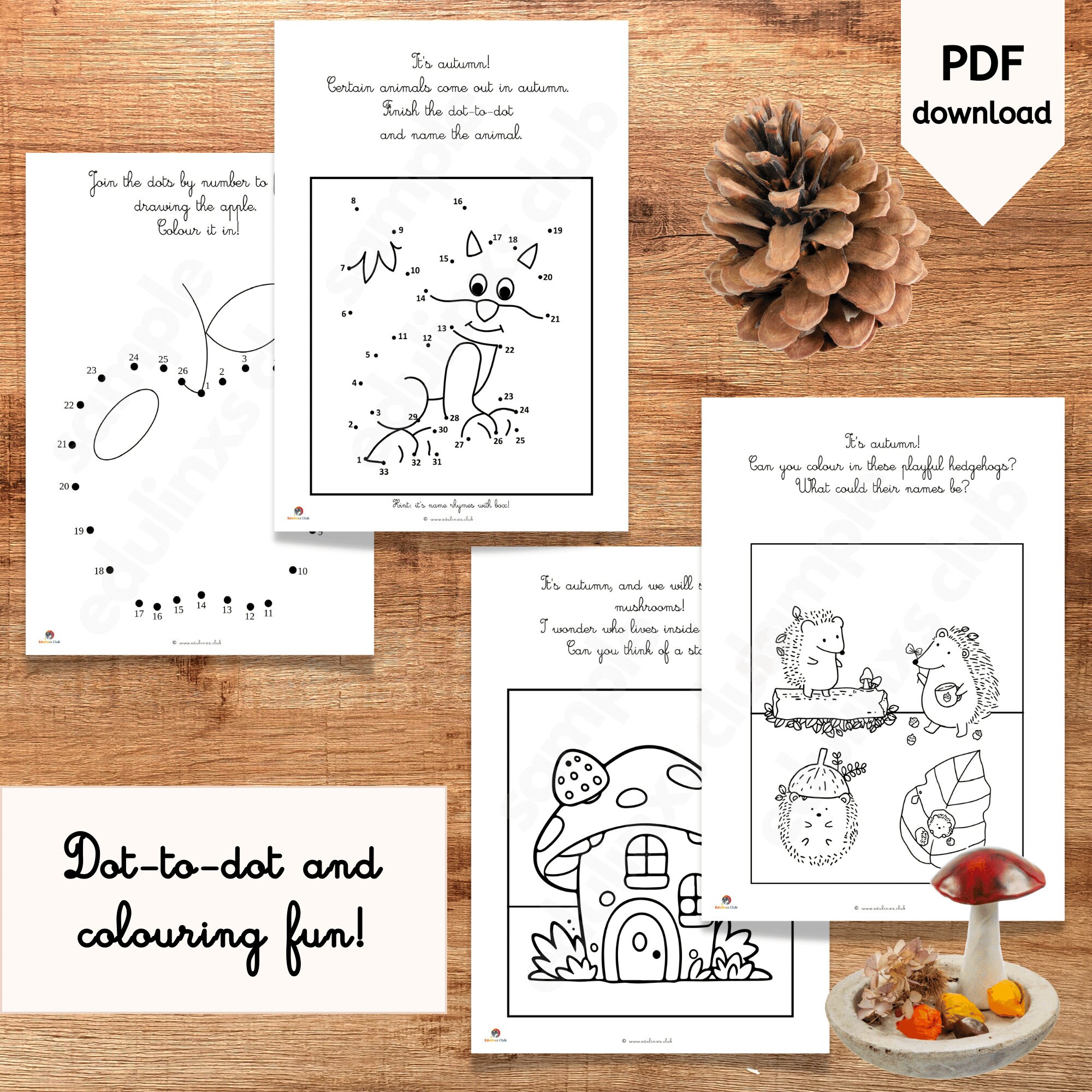Cursive Format - Autumn Colouring and Activity Book for Kids, Dot-to ...