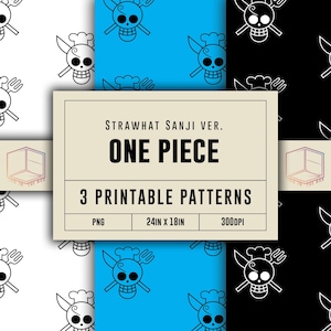Herunterladbare Anime-inspiriertes, digitales Papier, bedruckbar, geometrische Muster, Scrapbooking-Wrapper [Strawhat Sanji ver.]
