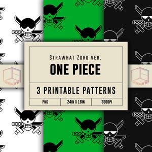 Do pobrania, inspirowane anime, papier cyfrowy, do druku, wzory geometryczne, opakowanie do scrapbookingu [wersja Strawhat Zoro]