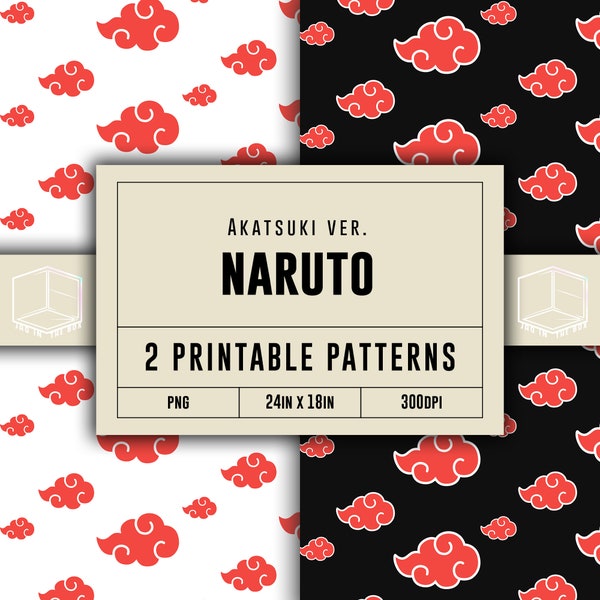 Downloadable Anime-inspired, Digital Paper, Printable, Vector Patterns , Scrapbooking Wrapper [Akatsuki ver.]