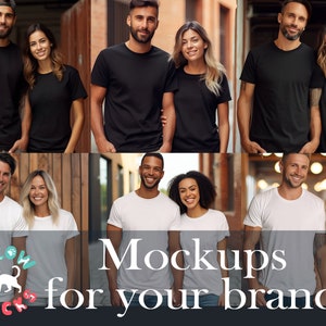 Couples T-Shirt Mockup Bundle White Bella Canvas Couple Mockup Lifestyle TShirt Mockup Bella Canvas 3001 Couples Mockups mockup white tshirt