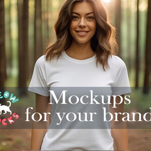 White Bella Canvas 3001 Mockup t-shirt mockup female t-shirt mockup White TShirt Mock Ups for Women Model Tshirt Mockup with model