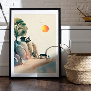 Wise & Foolish Builders DIGITAL DOWNLOAD, Religiously Print, ChristianModern Art, BibleArt Print, Jesus Parable, Parable Art, Bible Parables