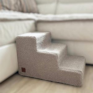 Dog Stairs Boucle Fabric Steps Washable  Foam Cushion