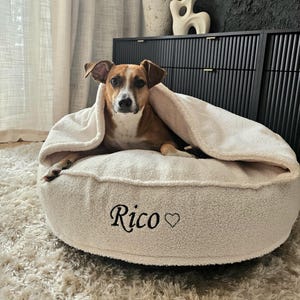 Dog Cave Bed  boucle fabric Premium Bed with removable Cover