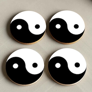 Yin Yang Round Coasters | Zen-Inspired Cork Decor & Table Protection for Balance and Harmony in Your Home