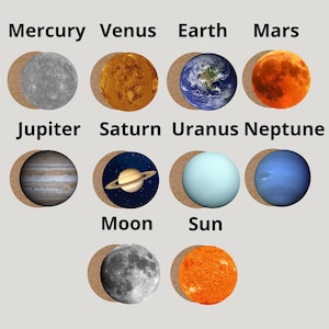 Solar System Coasters - 10-Piece Set Featuring 8 Planets, Sun, and Moon