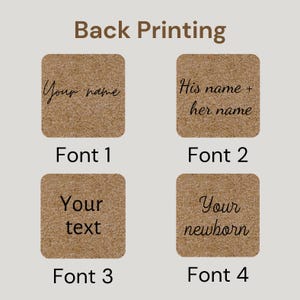Four differents possibles fonts availables for the back engraving personalization