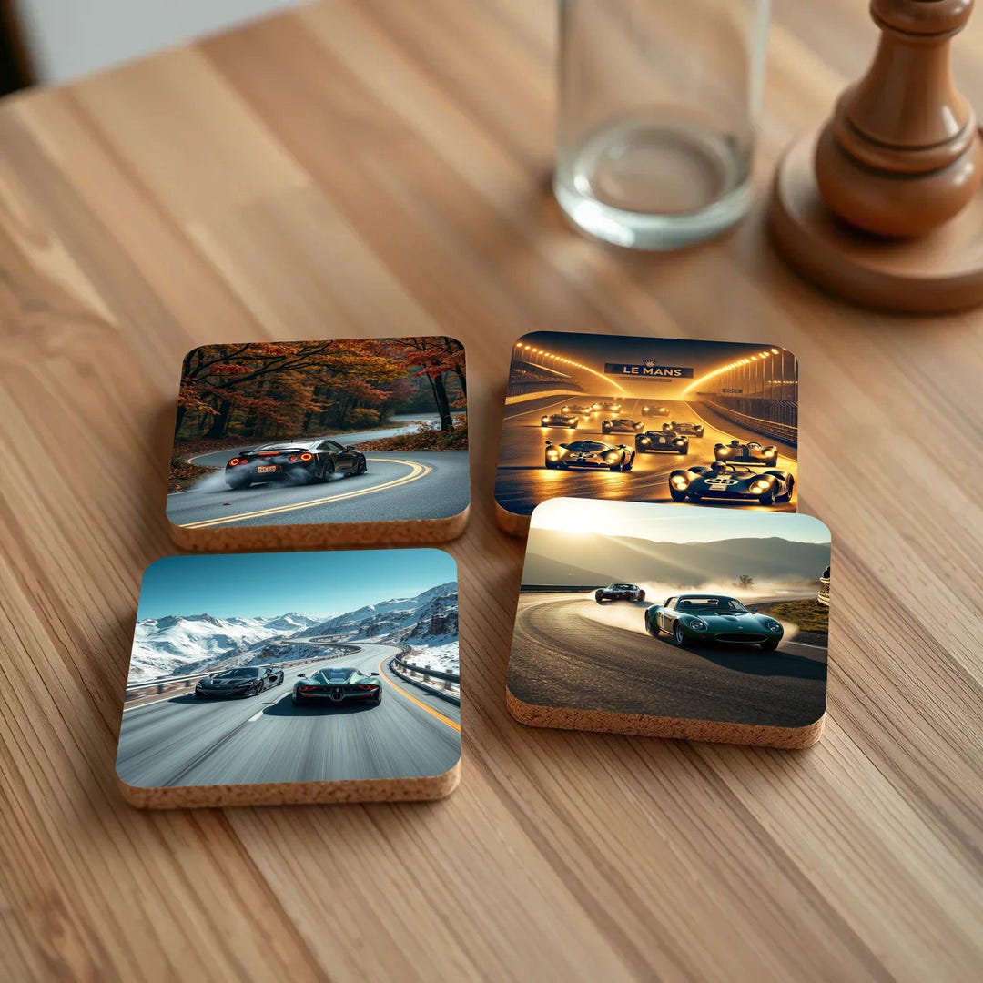 Car Coasters – High-speed Supercars, Scenic Drives, Cork Backing ...