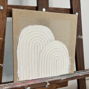 Texture paste rainbow picture on natural linen