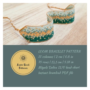 Green Shadows Loom Bracelet Pattern: Miyuki Delica (PDF Download)