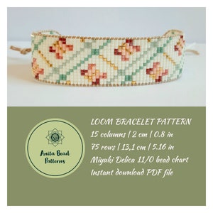 Pink Butterfly Loom Bracelet Pattern: Miyuki Delica Beading (PDF Download)