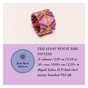 Shades Peyote Ring Pattern, Odd Count Peyote Pattern, Miyuki Delica Ring, PDF Instant Download