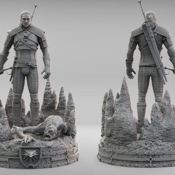 Witcher Geralt STL File, 3D Digital Printing STL File for 3D Printers, Movie Characters, Games, Figures, Diorama 3D Model