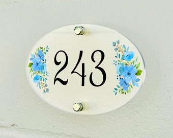 Unique House Number Sign 8x4"- Flower House Sign House Number Plaque Door Sign Address Sign House Number Sign for House Address Numbers