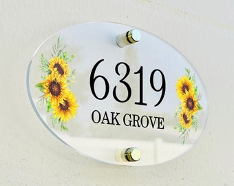 Front Door Address Sign 8x4" - Unique Door Numbers Outdoor Decor Acrylic Street Address Plaque House Number Garden Decor