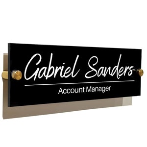BLACK ACRYLIC Custom Signs for Office Doors - Name Plate Wall Decor Personalized Sign Office Supply Executive Sign Wall Decor