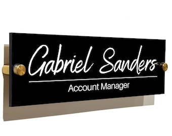 BLACK ACRYLIC Custom Signs for Office Doors - Name Plate Wall Decor Personalized Sign Office Supply Executive Sign Wall Decor