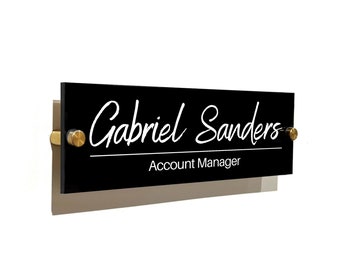 BLACK ACRYLIC Custom Signs for Office Doors - Name Plate Wall Decor Personalized Sign Office Supply Executive Sign Wall Decor