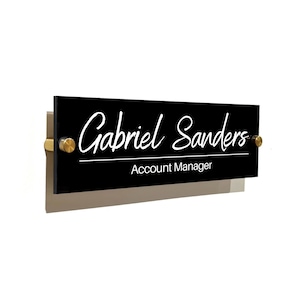 BLACK ACRYLIC Custom Signs for Office Doors - Name Plate Wall Decor Personalized Sign Office Supply Executive Sign Wall Decor
