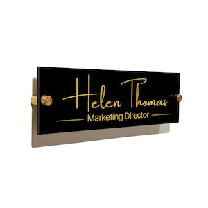 GOLD TEXT Name Sign - Door Name Plate Personalized Sign Custom Decor Ceo Gift  Teacher Gift
