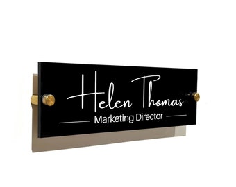 ADD LOGO Office Custom Name Plate - Wall Mounted Personalized Sign Office Sign New Job Gift Personalized Decor