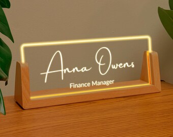 Personalized Acrylic Office Name Sign with LED Stand - Perfect Office Decor for Boss Business Gift New Job Promotion Gift