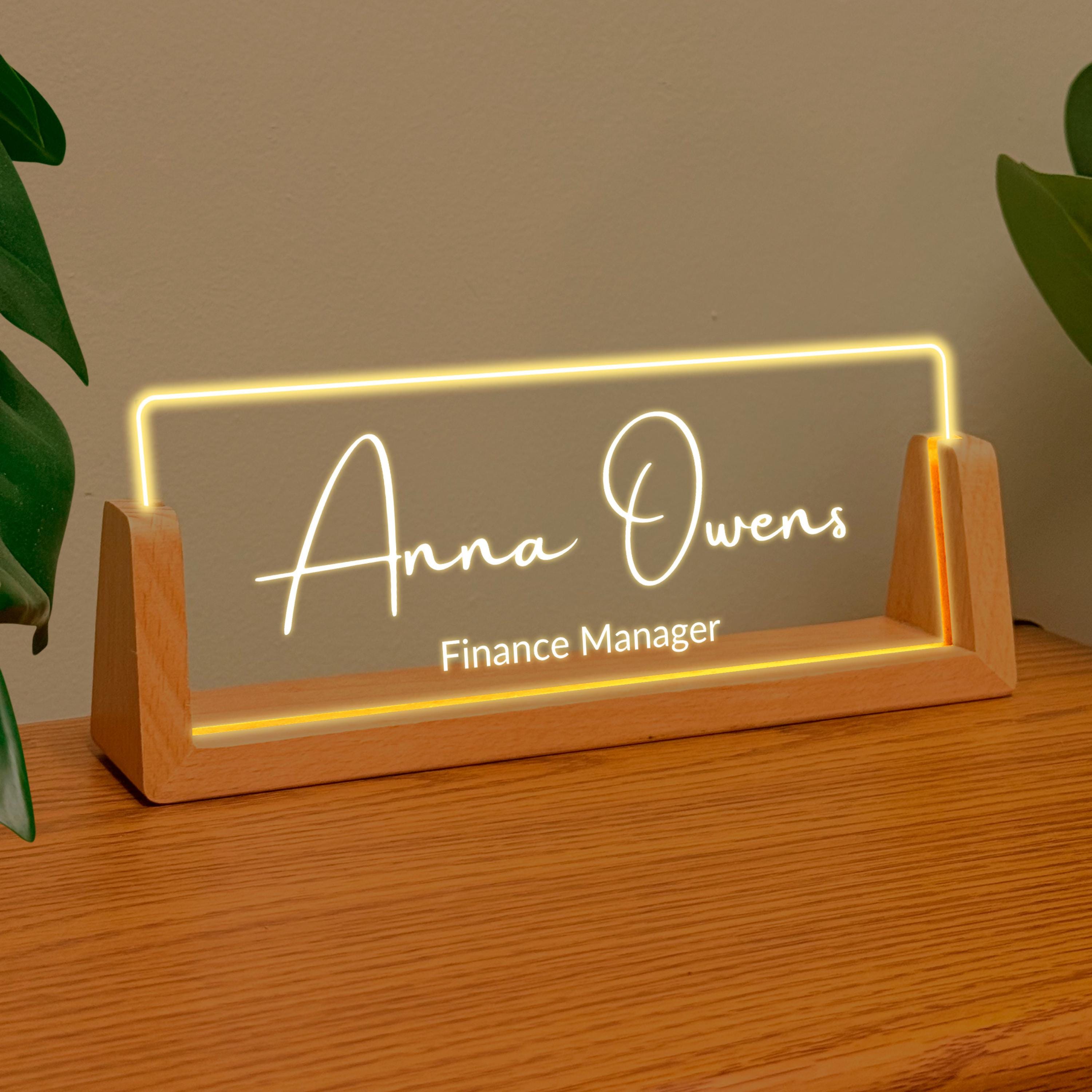 Personalized Acrylic Office Name Sign With LED Stand - Perfect Office ...