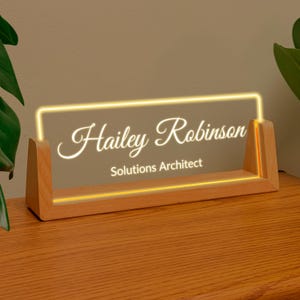 Personalisiertes Namensschild mit Lichtständer - Business-Geschenk für Profis Bürodekor Idee Chef Geschenk neuer Job Geschenk Mädchen Chef Schreibtischplakette