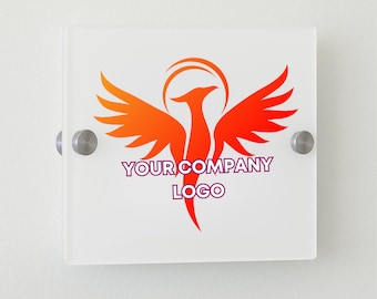 Square Logo Sign for Office Wall - Personalized Business Sign for Clinic Studio Workspace Custom Acrylic Business Sign, Modern Office Decor