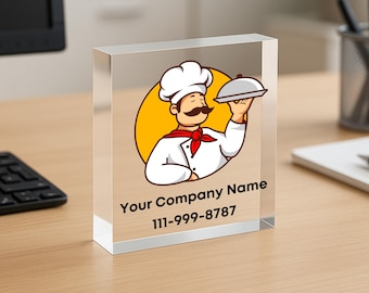 Custom Desk Top Logo Sign – Office Desk Display with Company Logo Personalized Acrylic Block for Store, Office, or Market Office Decor