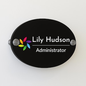 Elegant Rounded Door Name Plate - Office Sign Personalized Business Decor Professional Sign Custom Door Sign for Workspaces and Offices