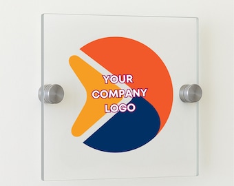 Square Business Logo Sign Custom Acrylic Office Sign Clear Acrylic Branding Sign for Office Brand Logo Signs