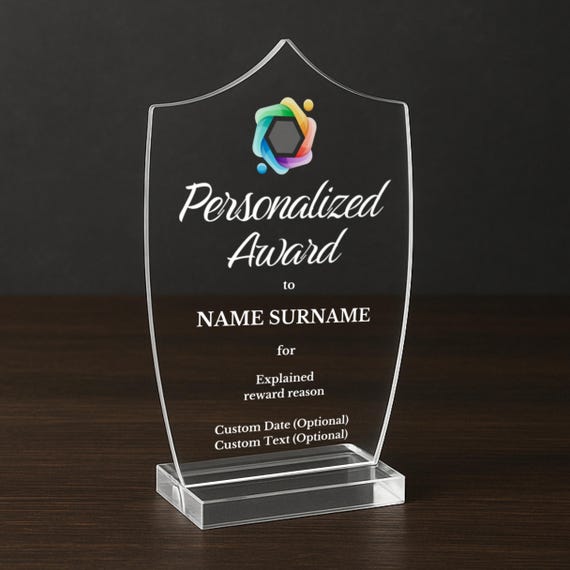 Custom Acrylic Award Plaque – Engraved Heart Design, Employee Recognition, Retirement Gift – Personalized Text & Logo - View #9